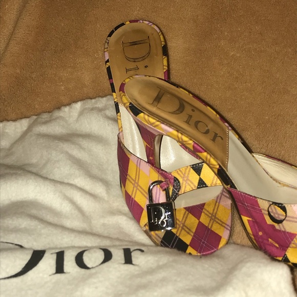 Christian Dior open toe multicolored mule size 5.5 - Picture 4 of 7